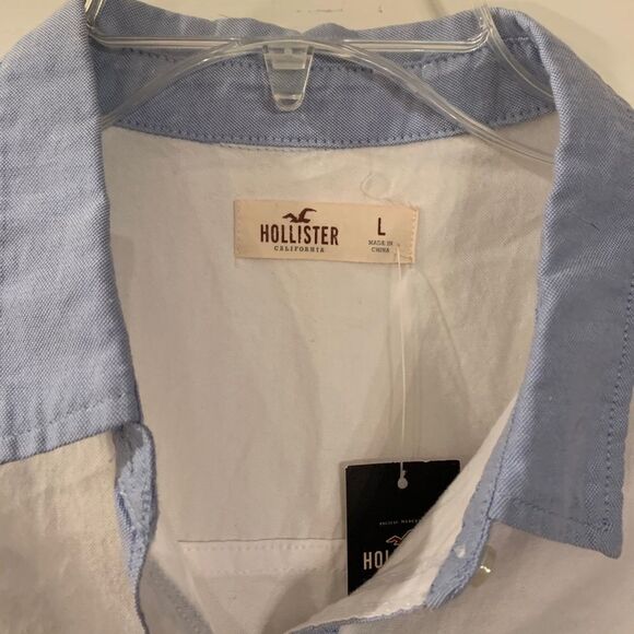 Hollister Classic White  & Blue Button Up Shirt L - Picture 3 of 4
